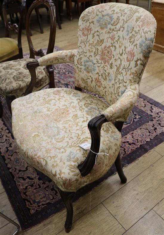 A French Hepplewhite style mahogany armchair